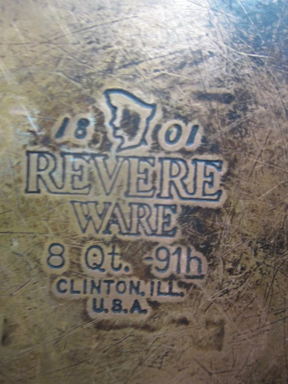 Revere Ware Copper Clad Soup Pan Stock Pot & Lid 8 Qt Quart Stainless Steel